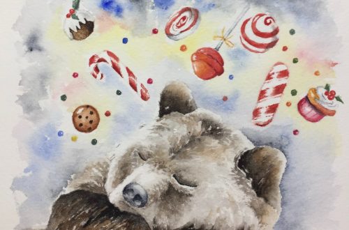 Sleeping Bear Watercolor Visions of Sugarplums