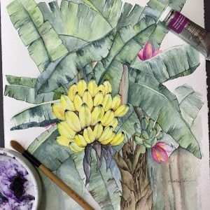 Tropical Banana Watercolor Printed Card