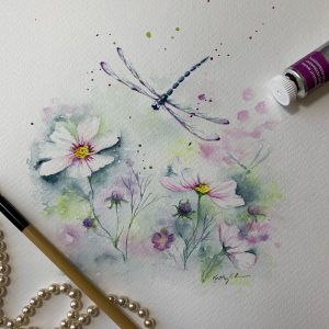 Watercolor Cosmos Flowers