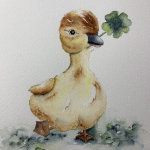 Watercolor lucky duckling