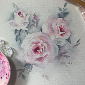 Soft Roses Watercolor Printed Card