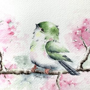 Watercolor spring bird paint along