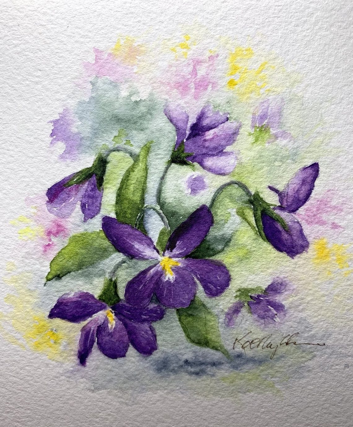 Watercolor Violets Tutorial